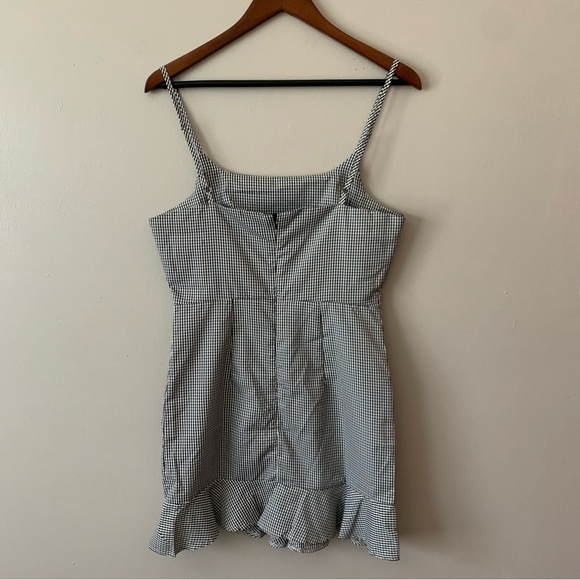 Zaful Gingham Plaid Check Black & White Mini Dress Ruffle Hem Coquette Girl US 4 - Picture 3 of 12